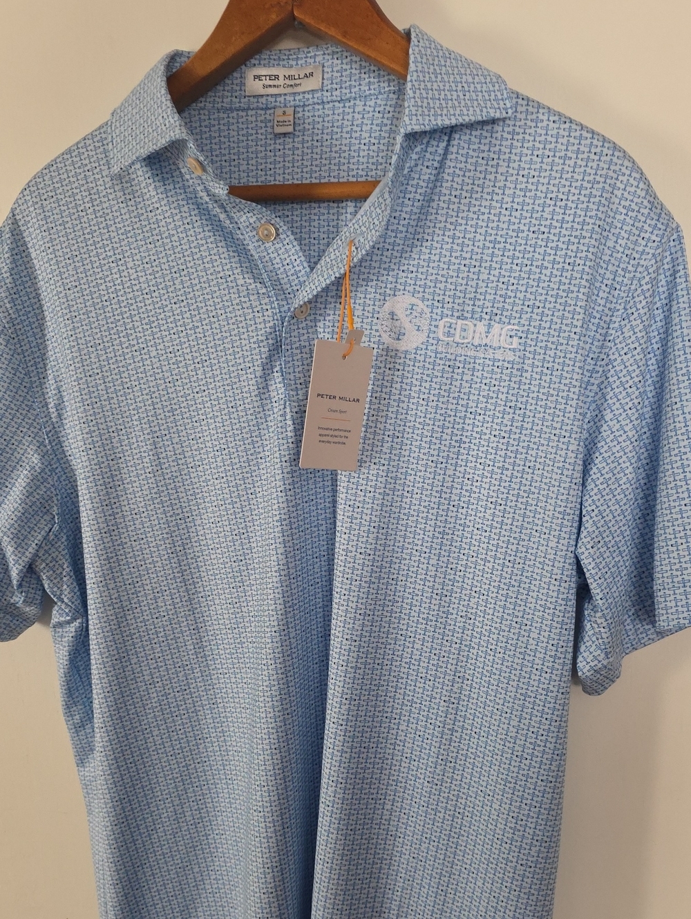 NWT Peter Millar Small Men’s Pink Polo with CDMG Logo and Blue Polo Set P2P 19" - Picture 5 of 7